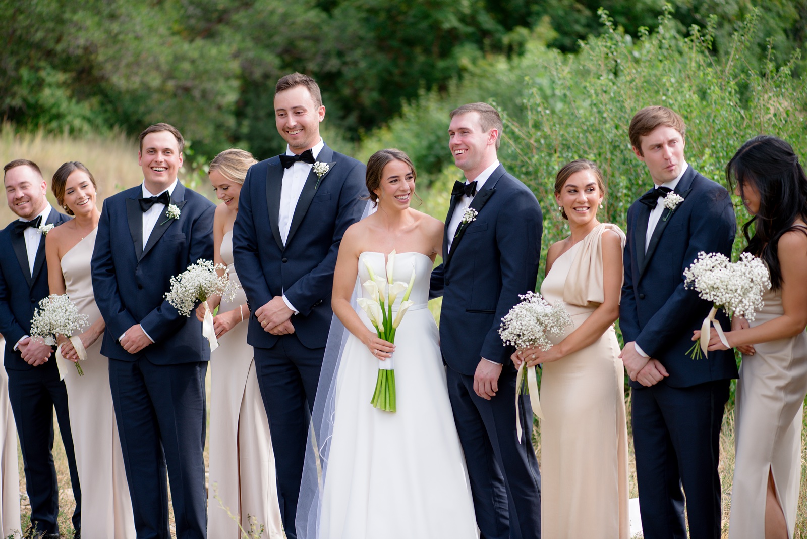 neutral bridal party outdoor mountain wedding utah